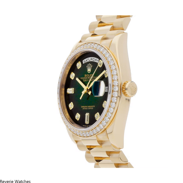 Rolex Day-Date Yellow Gold Green Dial Replica - 12