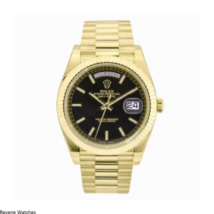 Rolex Day-Date 40 Yellow Gold Black Diagonal Dial Replica - 10